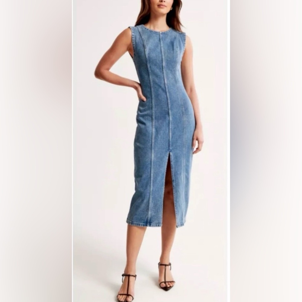 Abercrombie & Fitch Shell Denim Midi Dress
